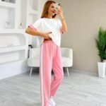 Kadın Modal Dokulu Kumaş Yanı şeritli Takım