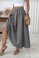 Kadın Beli Lastikli Paraşüt Kumaş Etek