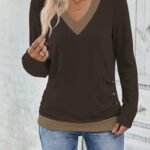 Kadın Uzun Kollu V Yakalı Yandan Düğmeli Yün Viskon Bluz