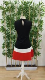 Kadın Sıfır Kol Yarı Balıkçı Yaka şerit Detaylı Ithal Krep Elbise - Görsel 8