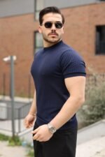 Erkek Fitilli Bisiklet Yaka Triko Tişört - Görsel 2