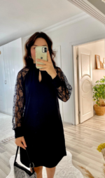 Kadın Uzun Kollu Damla Detaylı Sandy Mini Elbise - Görsel 10