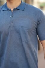 Erkek Yakalı Mini Jakarlı Kısa Kollu T-shirt - Görsel 3