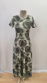 Kadın Kısa Kollu Bisiklet Yaka Puantiyeli Maksi örme Krep Elbise - Görsel 4