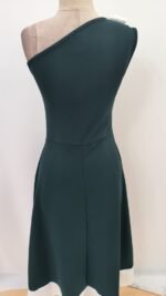 Kadın Tek Omuzu Açık Omuzlardan Kurdela Detaylı çift Renkli Ithal Krep Elbise - Görsel 6