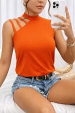 Kadın Omuzdan şerit Detaylı Yarı Balıkçı Yaka Viskon Bluz