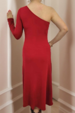 Kadın Uzun Kollu Tek Omuz Detay Krep Elbise - Görsel 5