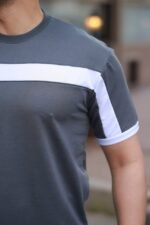Erkek şerit Detaylı Kısa Kollu T-shirt - Görsel 3