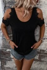 Kadın Omuzlardan Açık Yuvarlak Yakalı Viskon Bluz - Görsel 3