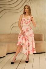 Pembe İnce Kemer Detaylı Elbise - Görsel 3