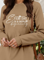 Kadın Uzun Kollu Bisiklet Yaka Kısa Viskon Iki Iplik Elbise - Görsel 2