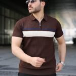 Erkek Örgü Desenli Renkli Kısa Kollu Triko Tişört