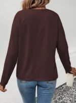 Kadın Uzun Kollu V Yakalı Leopar Detaylı Viskon Iki Iplik Bluz - Görsel 2