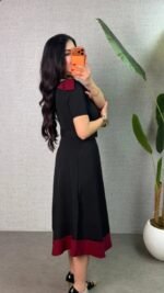 Kadın Tek Omuz Fiyonk Detaylı Midi Boy Elbise - Görsel 3