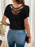 Kadın Kısa Kollu V Yakalı Viskon Bluz