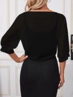 Kadın Truvakar Kol önden Bağlamalı Kısa şifon Bolero Ceket - Görsel 2