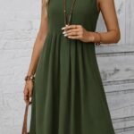 Kadın Askılı Yuvarlak Yakalı önden Pileli Kısa Aerobin Elbise