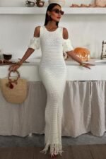 Omuz Detaylı Etek Ücü Püsküllü Triko Elbise 2862 - Görsel 6