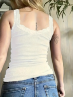 Kadın Askılı Yuvarlak Yaka Dantel Detay Kaşkorse Bluz - Görsel 5