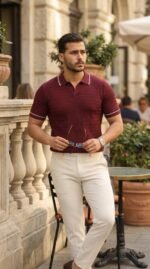 Erkek Zikzak Dokulu Yakalı Kısa Kollu Triko - Görsel 2