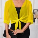 Kadın Truvakar Kollu önden Bağlamalı Kısa şifon Bolero Ceket