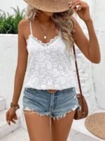 Kadın Ip Askılı V Dantel Yakalı Dantel Bluz - Görsel 2