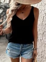 Kadın Askılı Geniş V Yakalı Viskon Bluz - Görsel 2