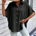 Kadın Aerobin Kumaş Oversize Kısa Kollu Gömlek