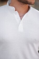 Erkek Hakim Yaka Dokuma Pamuklu Kumaş Kısa Kollu T-shirt - Görsel 3