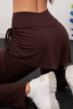 Kadın Yüksek Belli Yandan Büzgülü Paçaya Doğru Geniş Dalgıç Tayt - Görsel 3