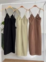 Göğsü Aksesuarlı Önü Yırtmaçlı Elbise 2899 - Görsel 10