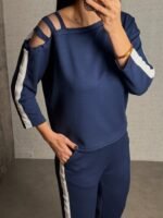 Kadın Uzun Kollu Kolu Tül Yanları şerit Detay Modal Ikili Takım - Görsel 4