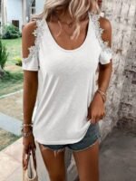 Kadın Omuzlardan Açık Yuvarlak Yakalı Viskon Bluz - Görsel 3