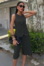 Midi Şortlu Ve Yelekli Viscon Takım 10167 - Görsel 6