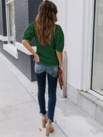 Kadın Kısa Kollu Pileli Balın Kol Bürümcük Bluz - Görsel 2