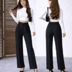 Kadın Yüksek Bel Double Kumaş Palazzo Pantolon