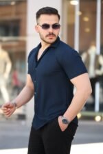 Erkek Kısa Kollu örme Kumaş Pamuklu Gömlek - Görsel 2