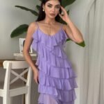 Ples Yırtmaç Detaylı Elbise