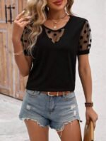 Kadın Puantiyeli Tül Koy Detay Bluz - Görsel 3