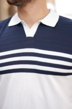 Erkek çizgi Desenli Yakalı Kısa Kollu T-shirt - Görsel 3