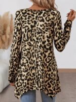 Kadın Uzun Kollu Bisiklet Yaka Leopar Desenli Süprem Bluz - Görsel 4