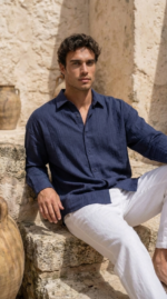 Erkek Armürlü Yarım Oversize Müslin Gömlek - Görsel 3