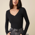 Kadın Siyah V Yaka Uzun Kollu Bluz