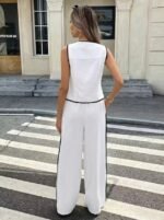 Kadın Kolsuz önü Düğmeli Yelek Ve Pantolon Ikili Takım - Görsel 4