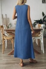 Kadın Askılı V Yakalı Uzun Elbise - Görsel 3