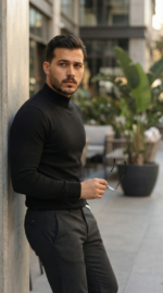 Erkek Yarım Balıkçı Yaka Pamuklu Triko