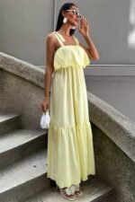 Etek Ucu Brode Nakışlı Boyundan Bağlamalı Elbise 2881 - Görsel 3