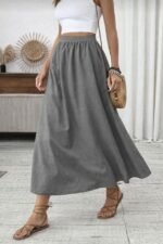 Kadın Beli Lastikli Paraşüt Kumaş Etek - Görsel 2