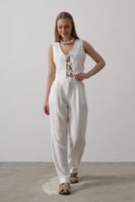 Bağlamalı Yelek - Beyaz - Görsel 2