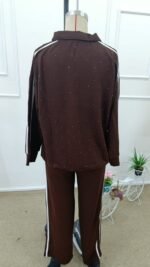 Kadın Uzun Kollu Yakalı şerit Detaylı Viskon Iki Iplik Bluz Ve Pantolon Ikili Takım - Görsel 9